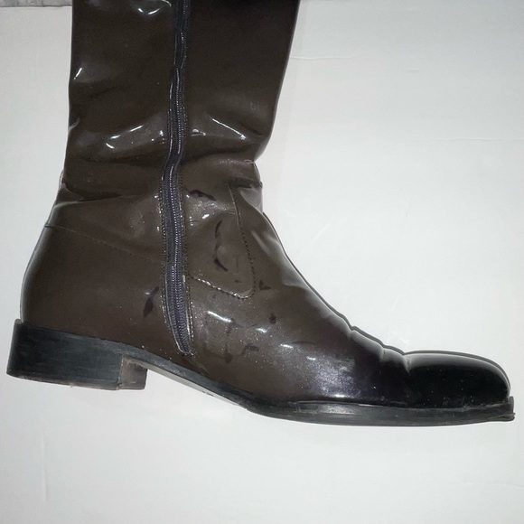 Authentic Ombre Prada Patent Leather Riding Boots in Black/Grey 41 - Picture 7 of 11